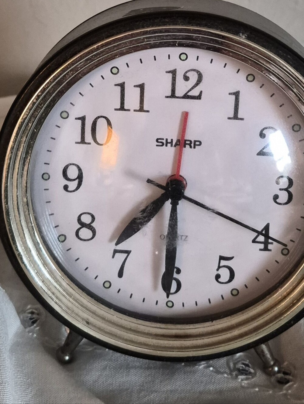 Classic Black and White Analog Alarm Clock